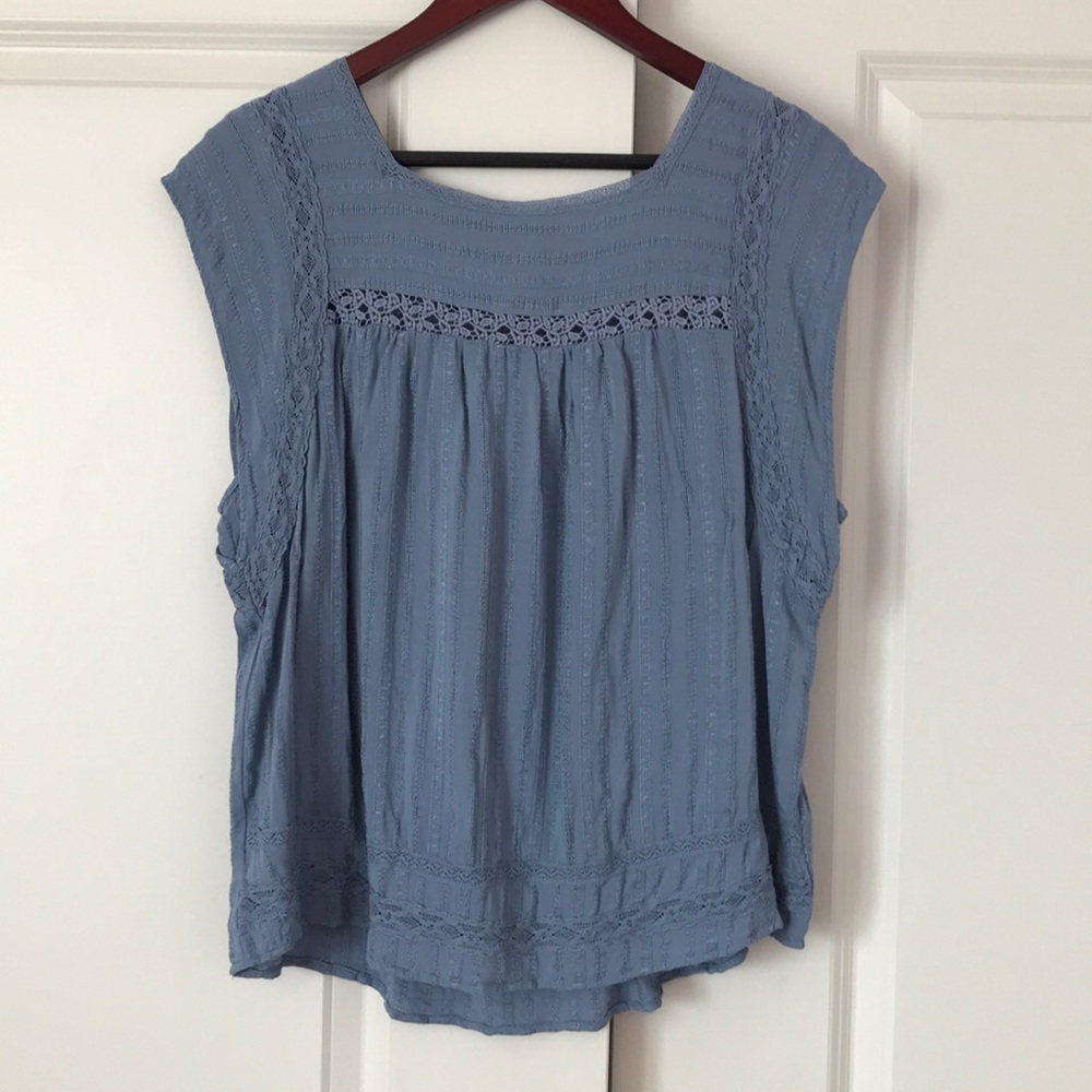 Smokey Blue Cap Sleeve Top